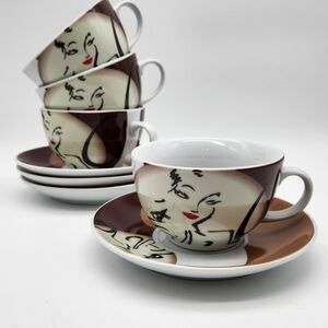 Vintage Crown Baccara Germany MCM Restaurant Ware Coffee Cup Set (4)